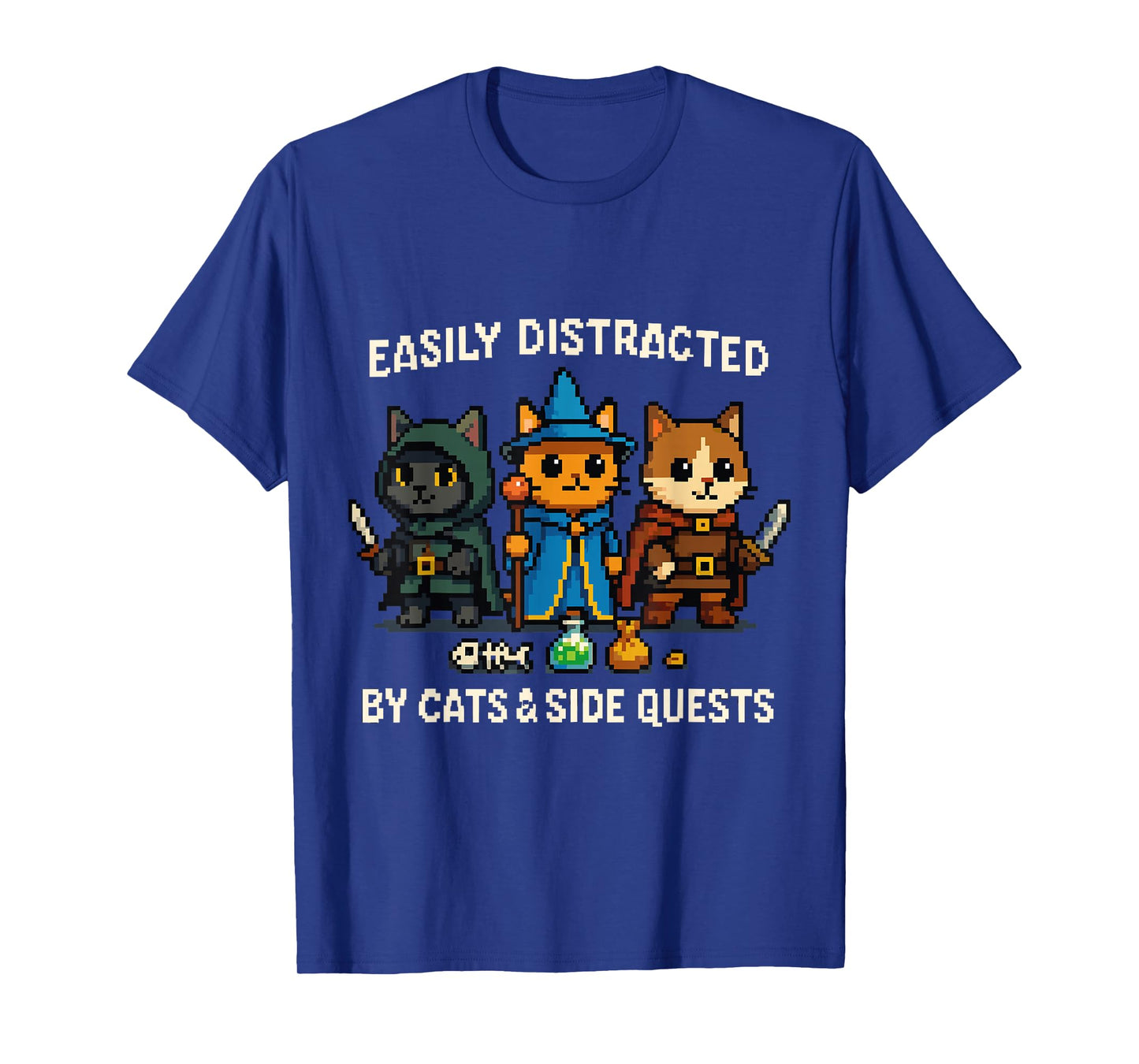 RPG Gamer Cat Distraction Side Quest Nerdy Men Women T-Shirt