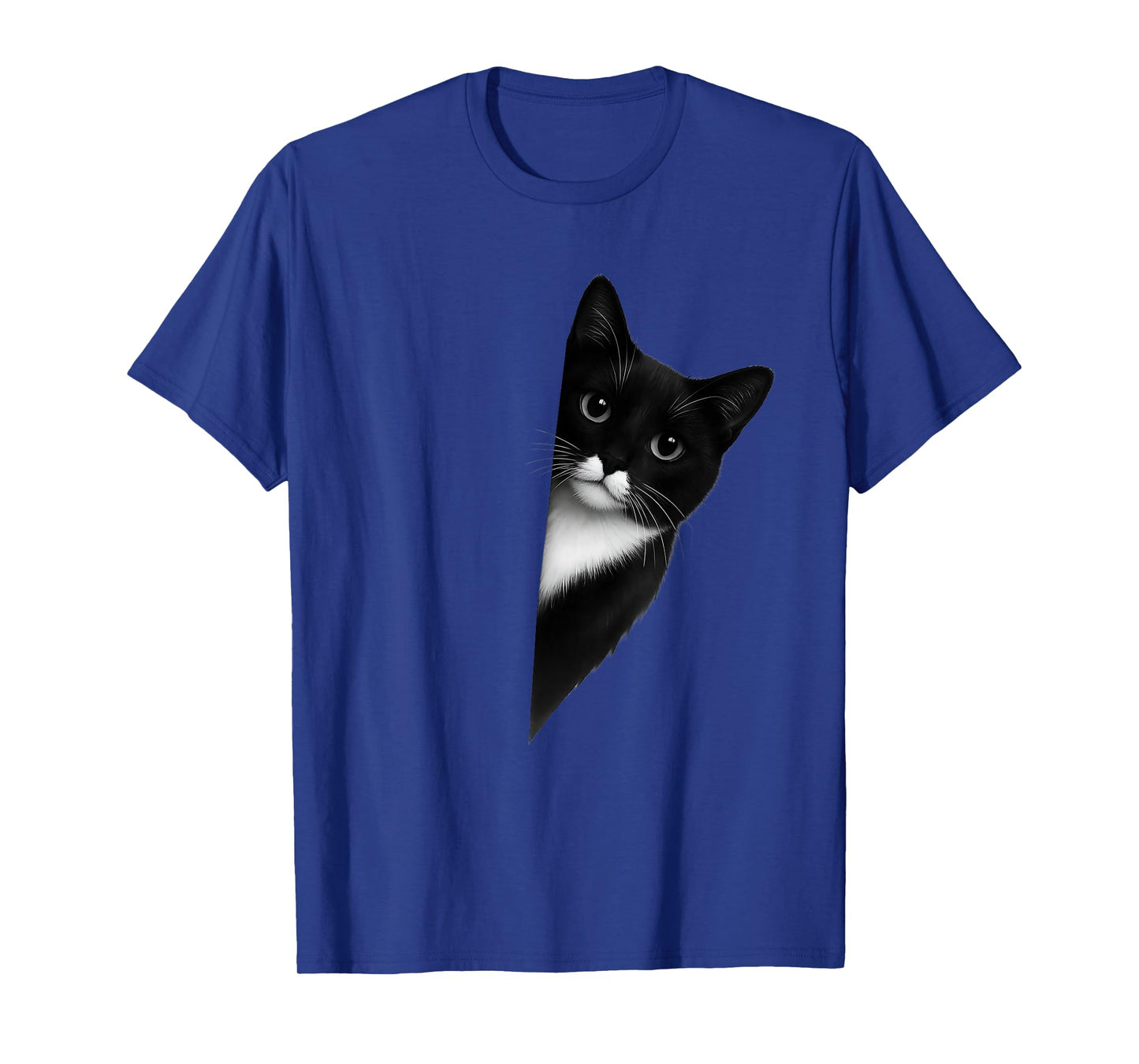 Peeking Tuxedo Cat Funny Artwork T-Shirt