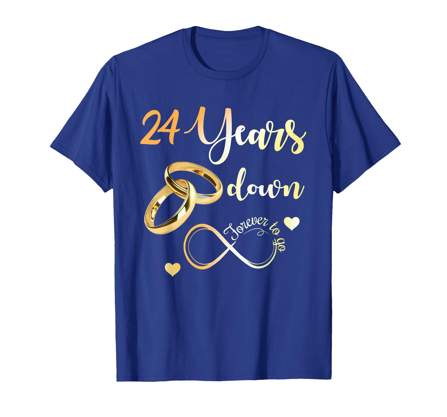 24 Years Down Forever To Go Couple Matching 24th Anniversary T-Shirt