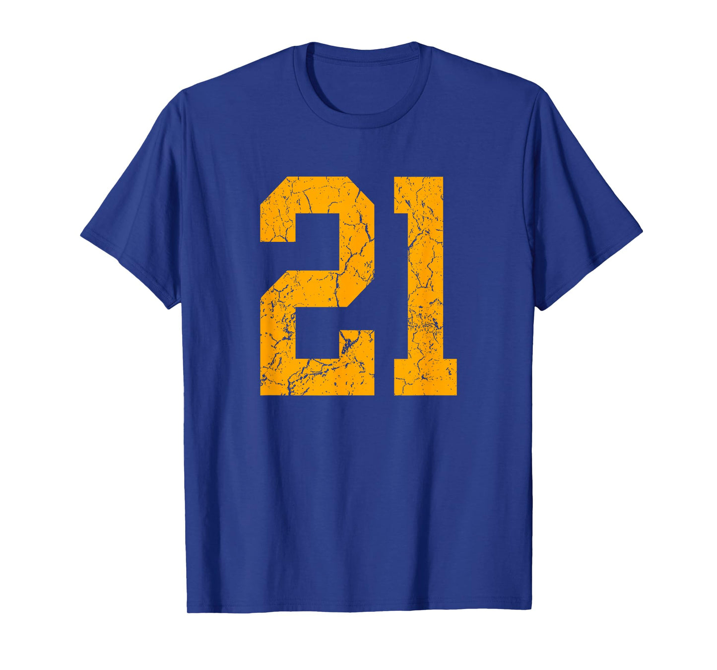 Distressed Orange Number 21 Jersey Player Uniform #21 T-Shirt