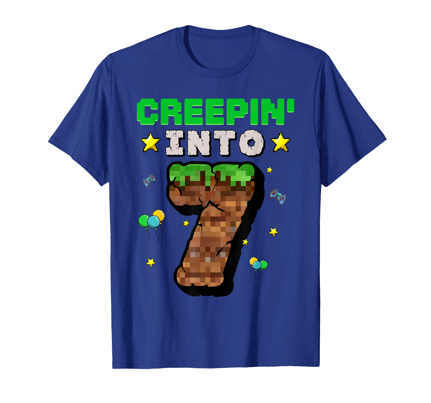 7th Birthday Boy Gamer Pixel Creepin’ Into 7 Video Game T-Shirt