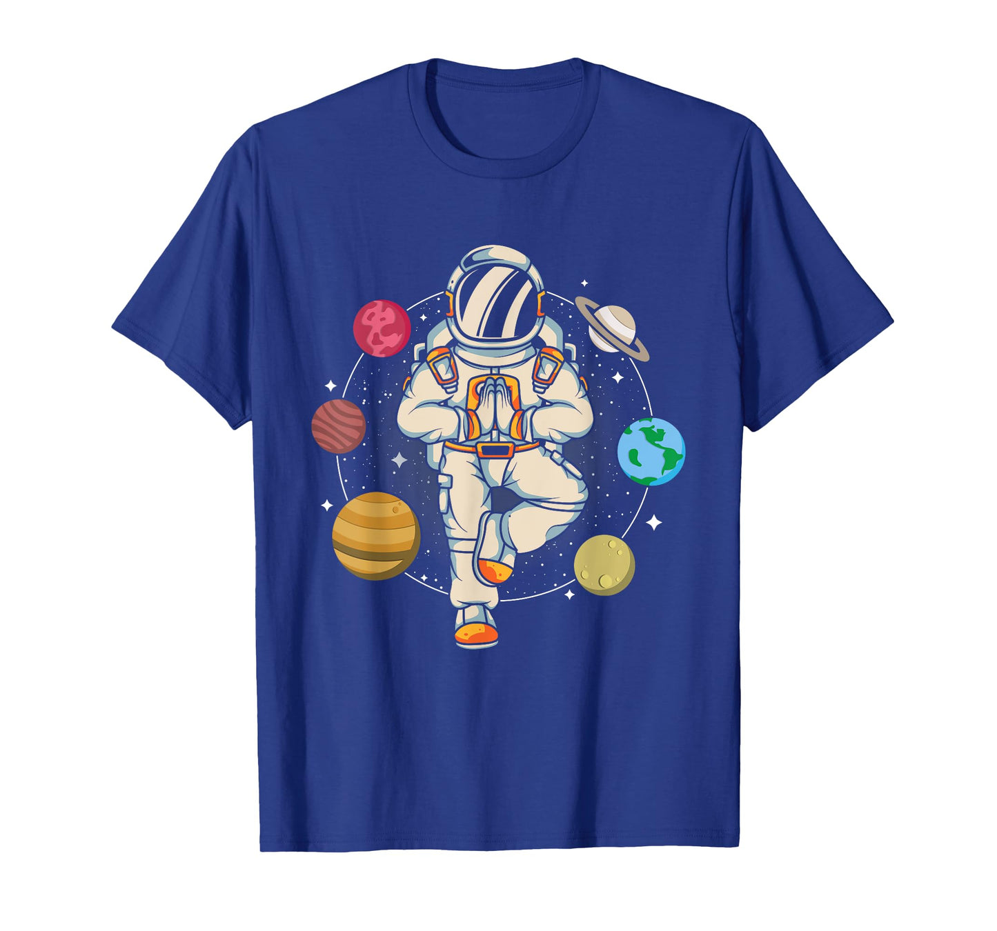 Meditating Astronaut Planets Universe Zen Yoga Astronomy T-Shirt