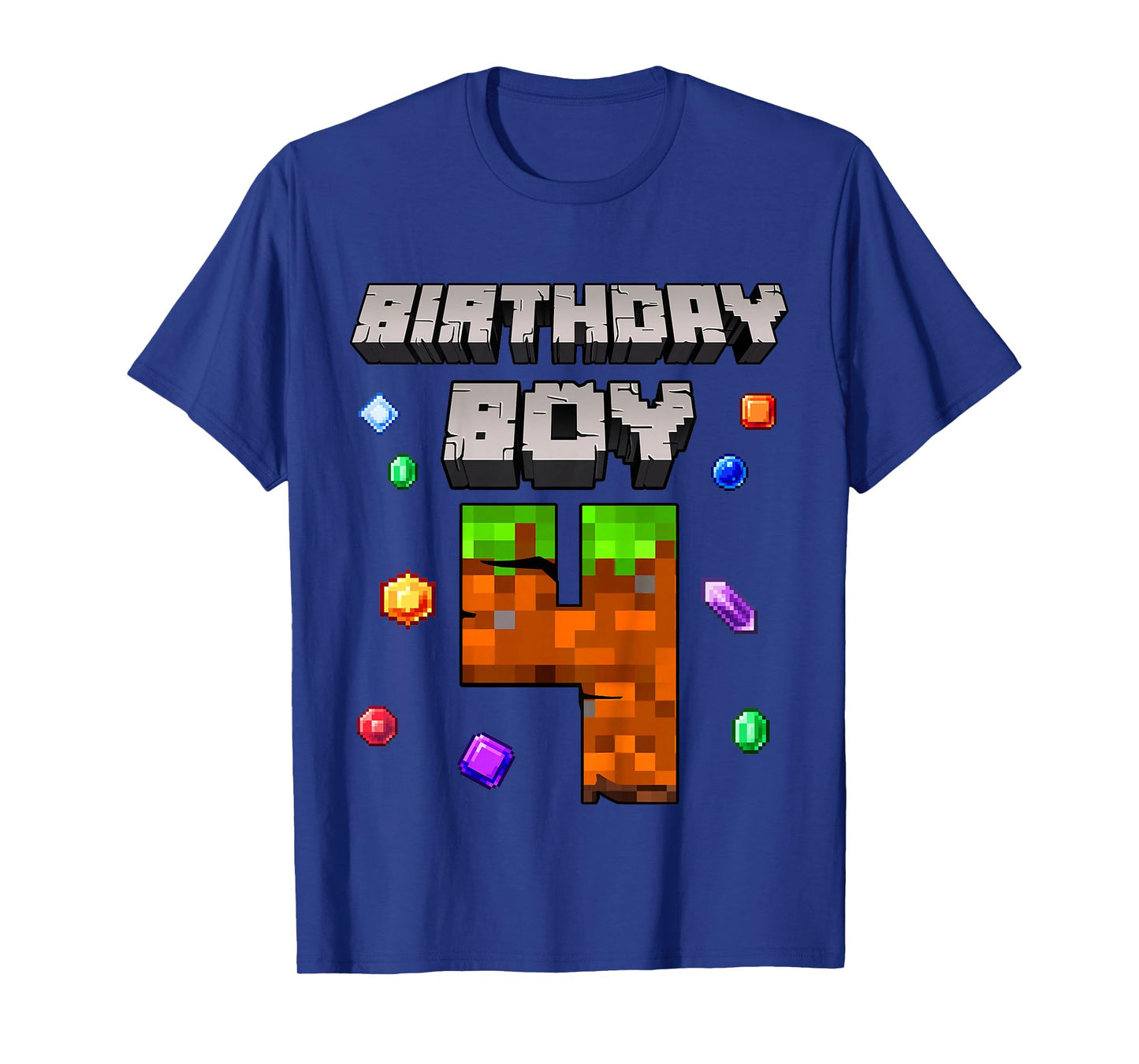 Kids 4th Birthday Boy 4 Video Gamer Pixel Number Four Bday Party T-Shirt