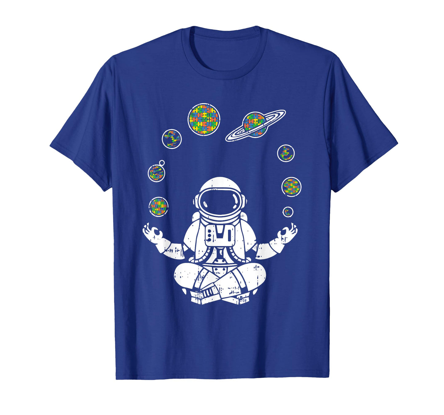 Yoga Astronaut Space Planets Autism Awareness Gifts For Mom T-Shirt
