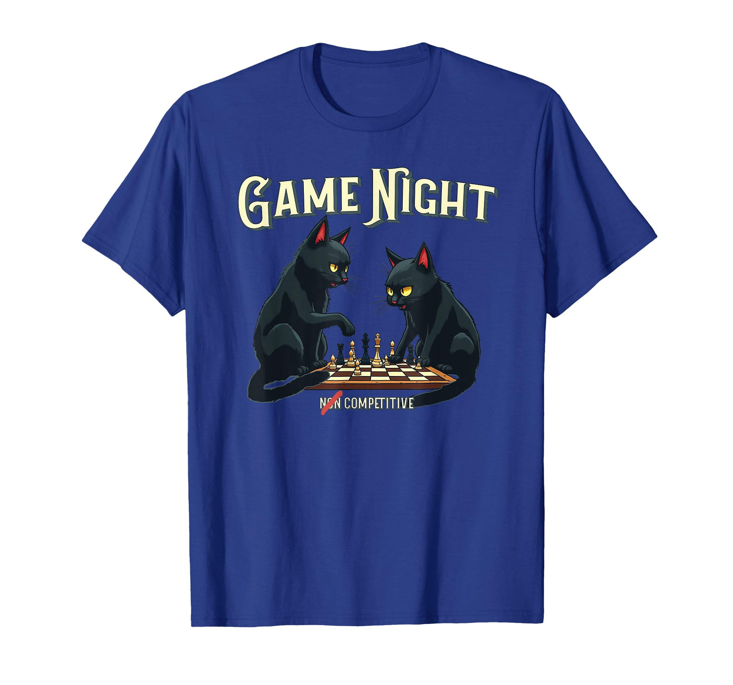 Funny Game Night Competitive Cats Playing Chess T-Shirt