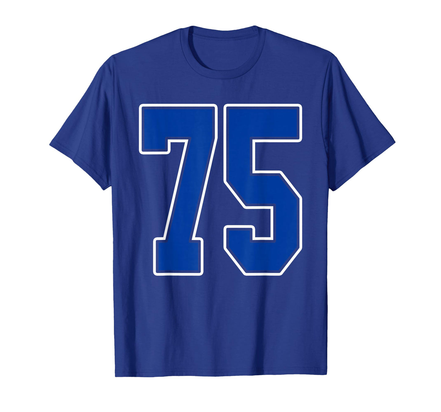Royal Blue and White Number 75 Jersey Player Uniform #75 Fan T-Shirt