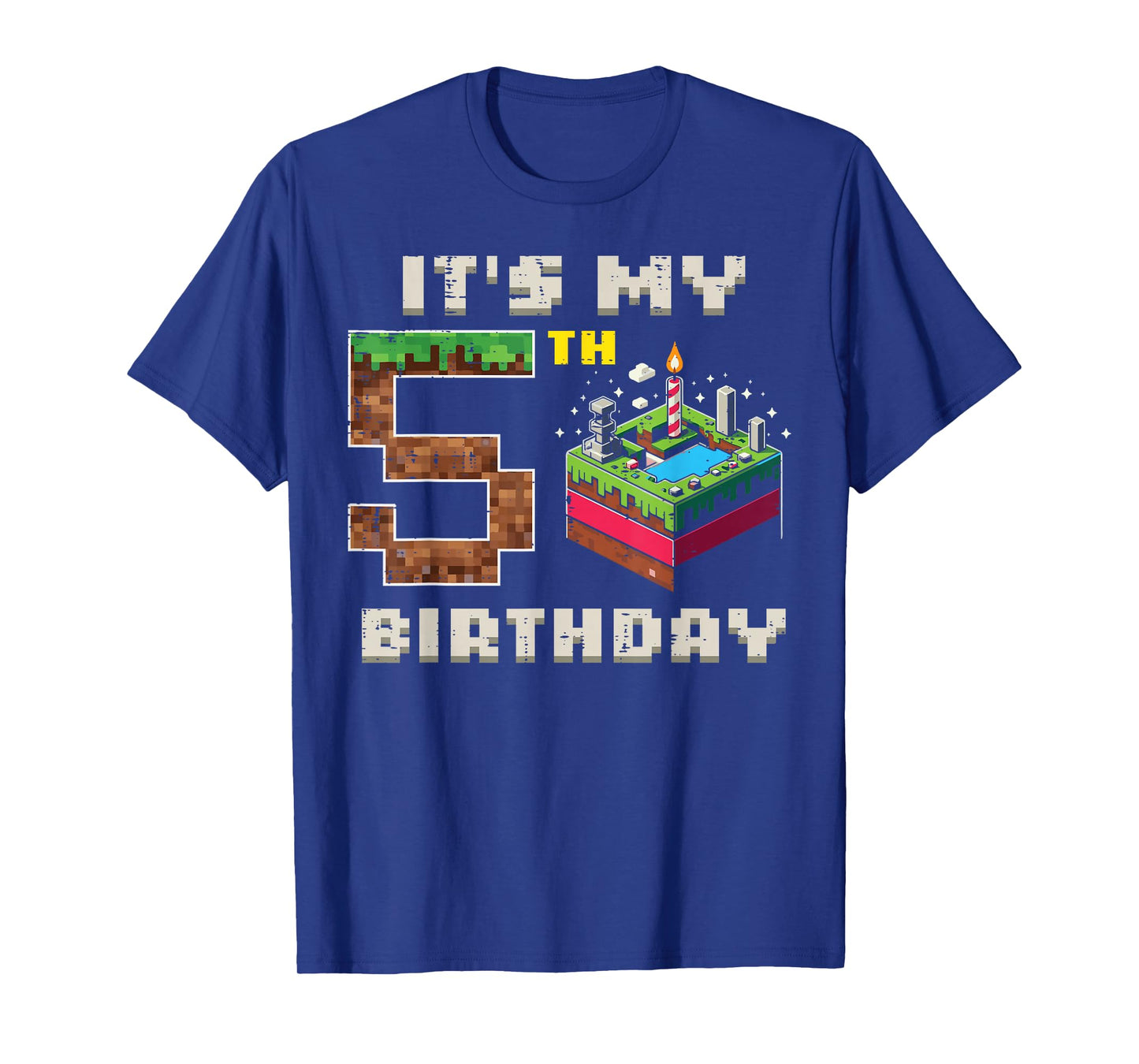 My 5th Birthday Pixel Game 5 Cake Video Gamer Boys Kid Youth T-Shirt