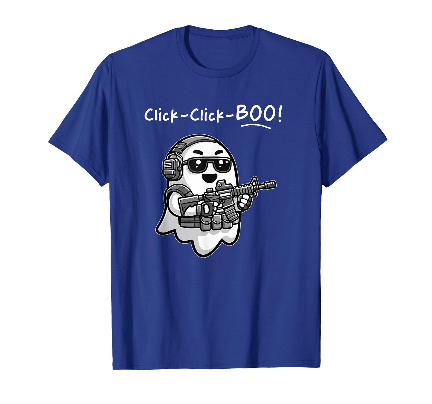 Funny Tactical Ghost Click Click Boo Halloween Veteran Party T-Shirt