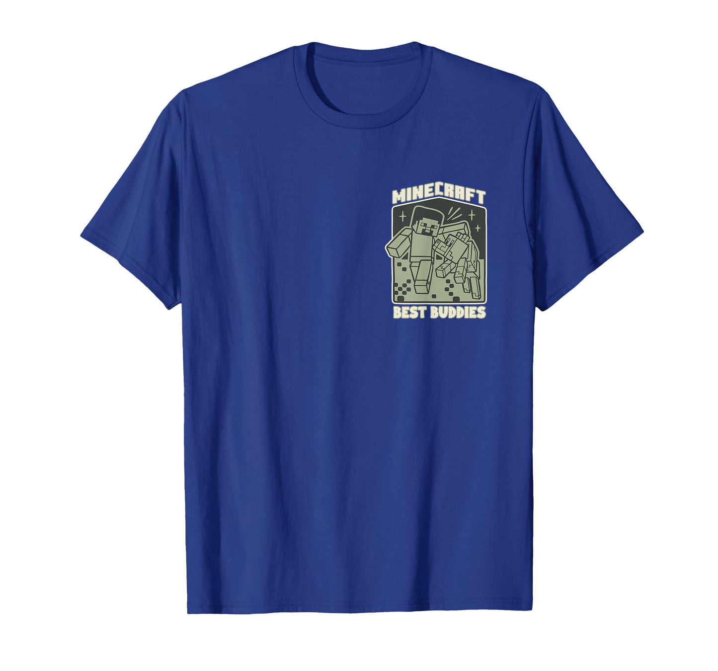 Minecraft Steve and Dog Best Buddies Left Chest T-Shirt