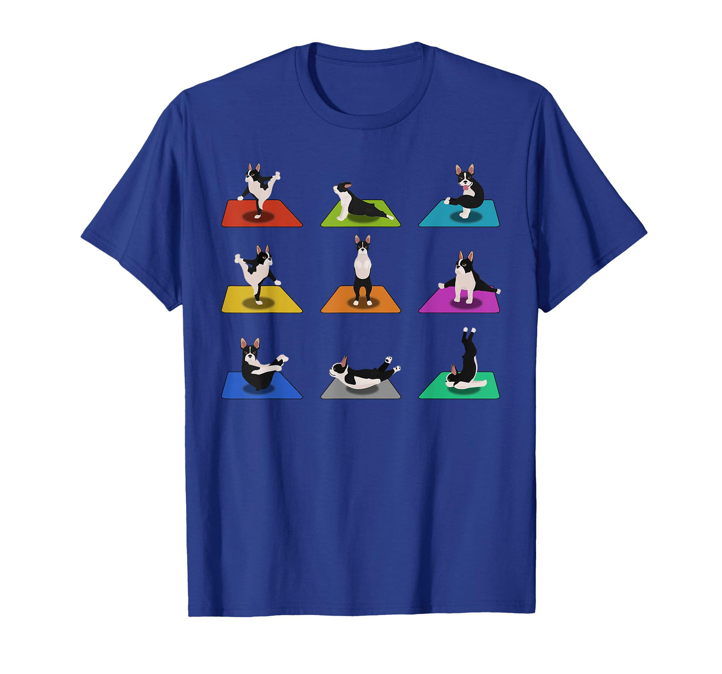 Funny Boston Terriers Yoga Asana Pose and Meditation T-Shirt
