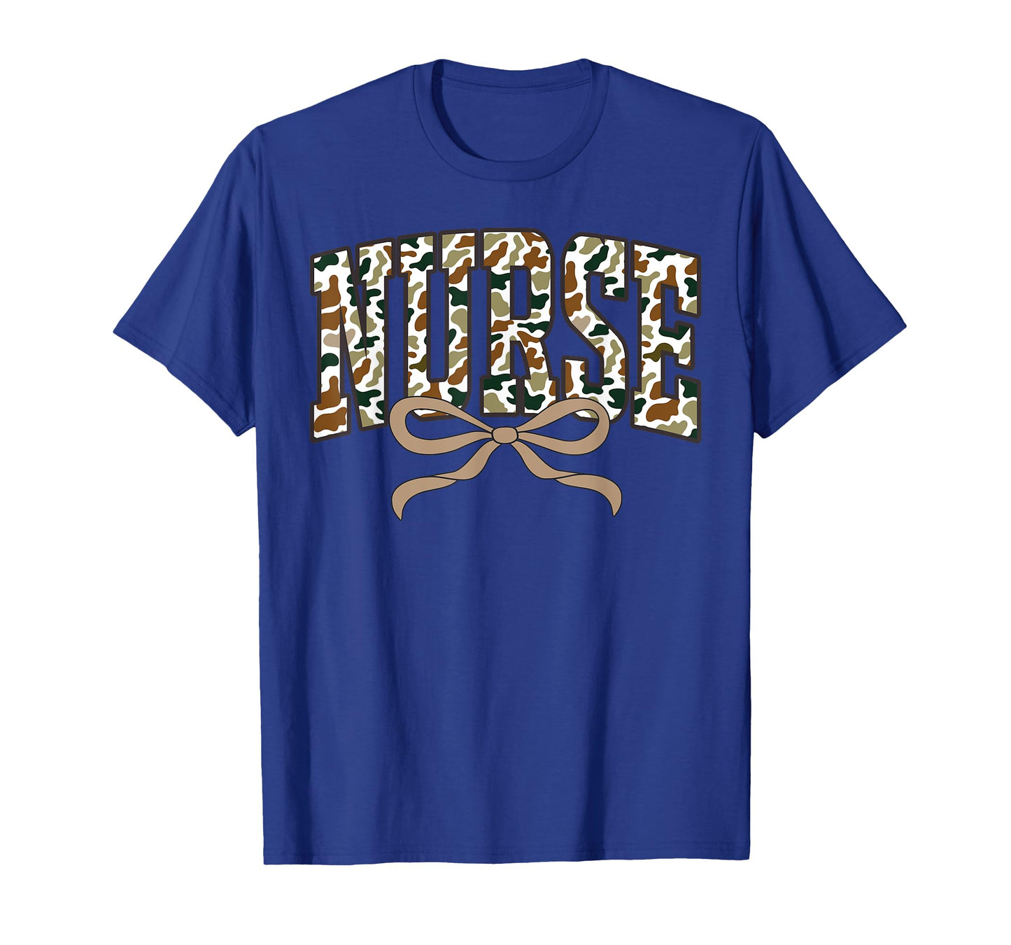 Retro Camo Nurse Coquette Bow Camouflage Hospice Registered T-Shirt