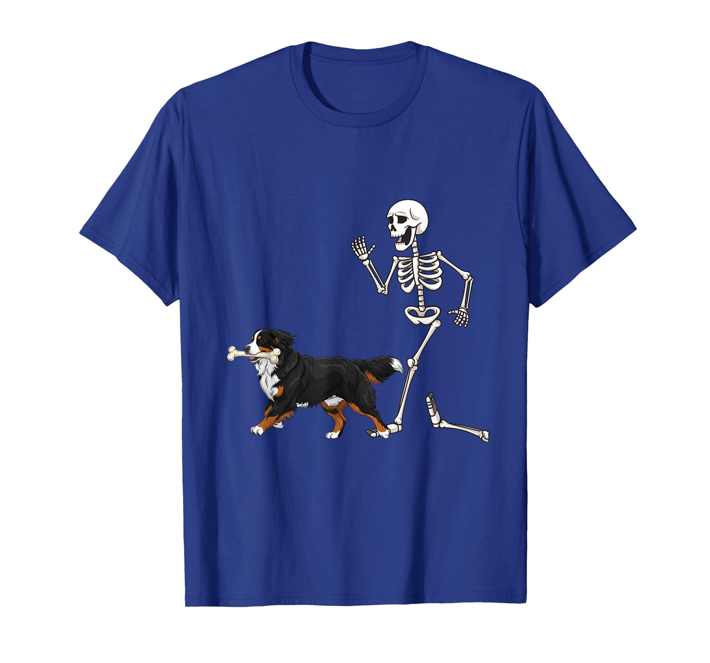 Funny Halloween Bernese Mountain Dog and Skeleton T-Shirt