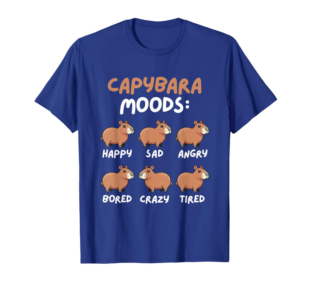 Funny Cute Capybara Moods Children Men Women T-Shirt
