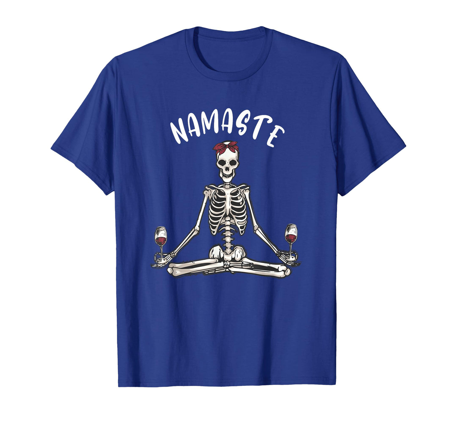 Namaste Yoga Skeleton with Wine funny women's yoga T-Shirt