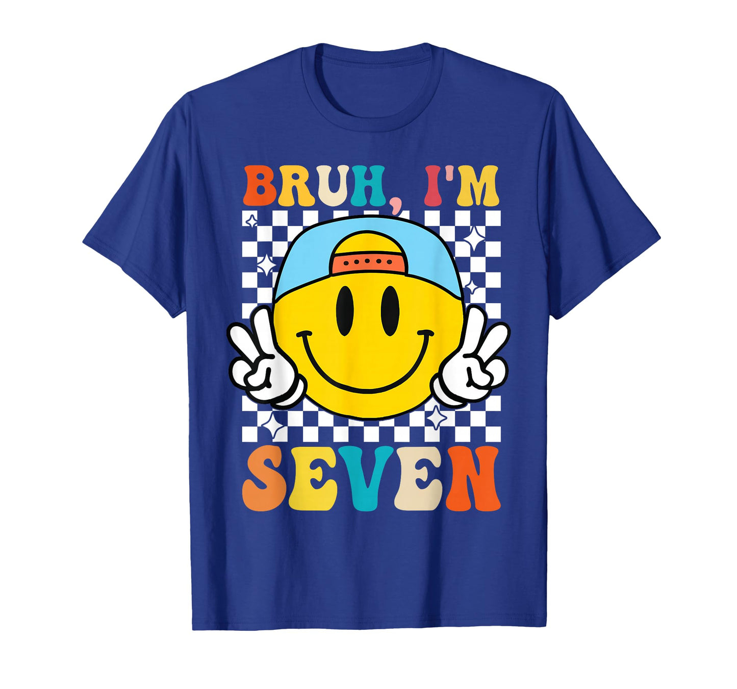 Bruh I'm Seven 7 7th Birthday Groovy Boys Girls 7 Years Old T-Shirt