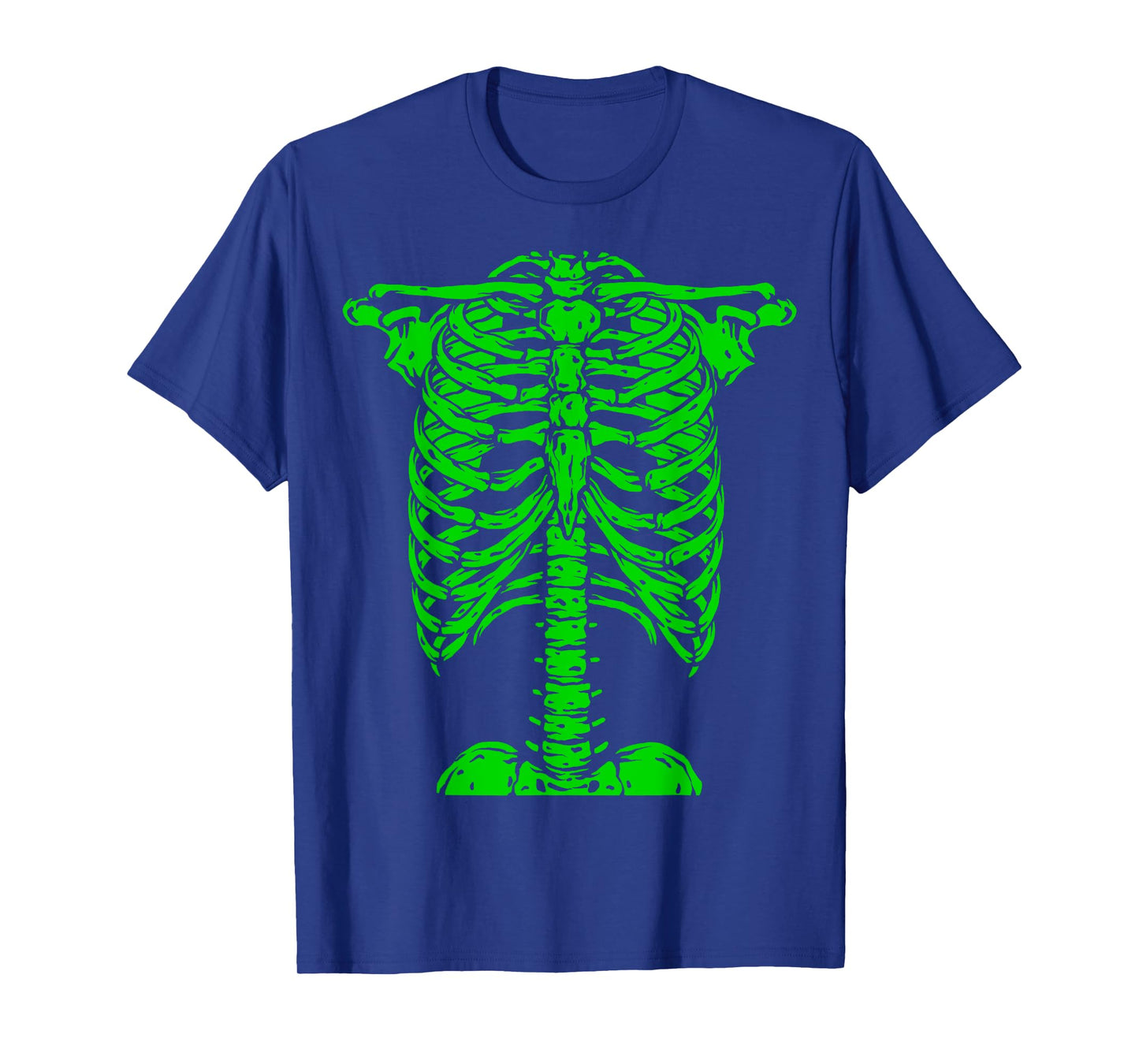 Skeleton Green Rib Cage Bone Costume Halloween Graphic X-Ray T-Shirt