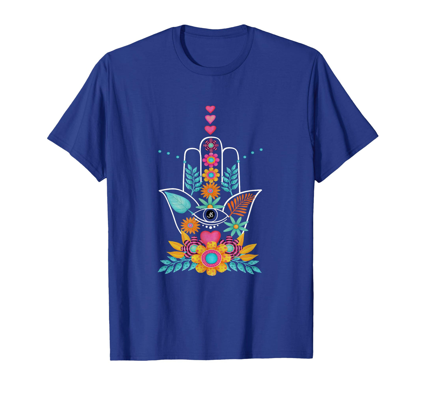 Hamsa Evil Eye Hand Of Fatima Flowers Protection Symbol Gift T-Shirt