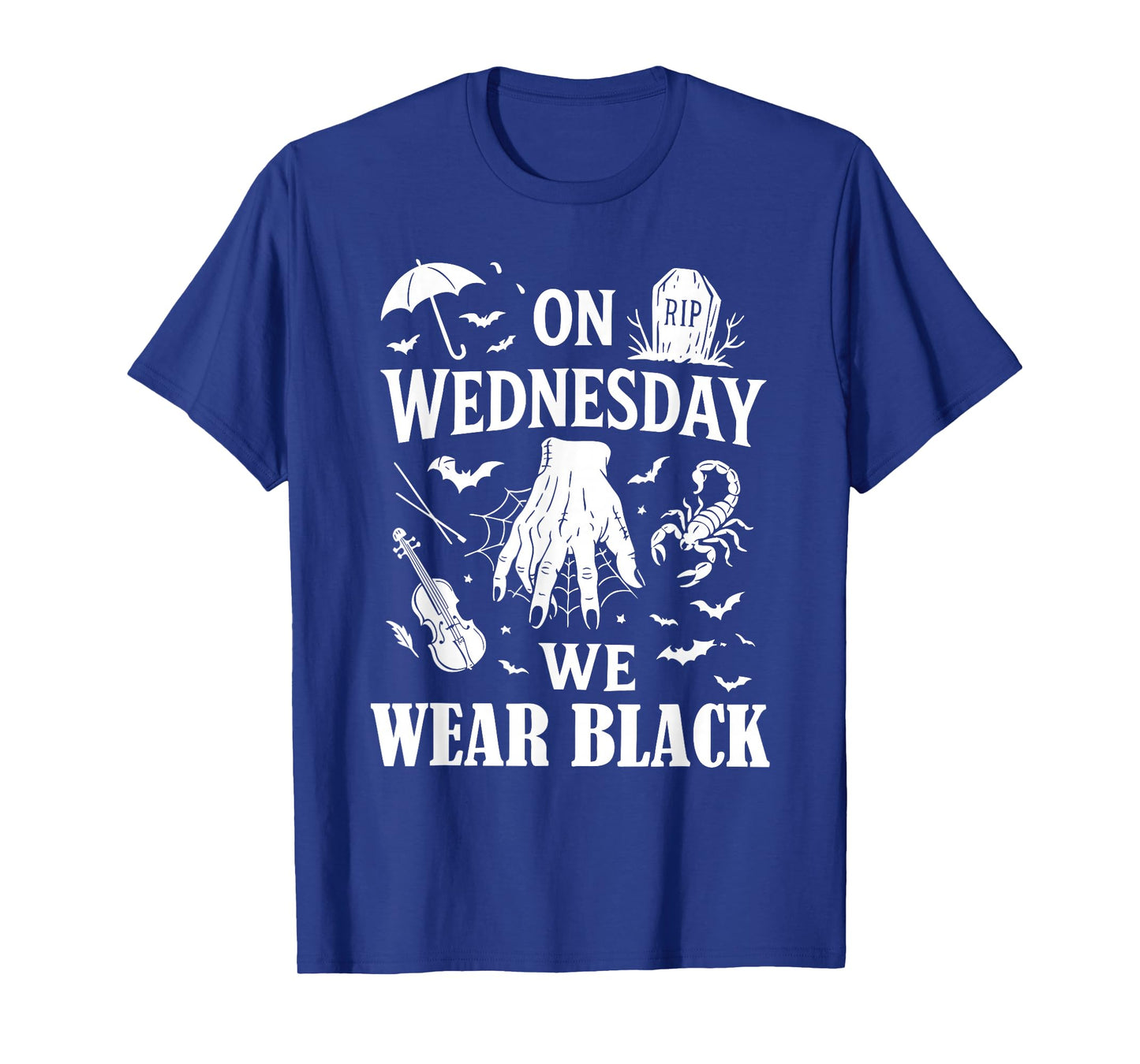 Funny Horror Hand On Wednesdays We Wear Black Halloween T-Shirt