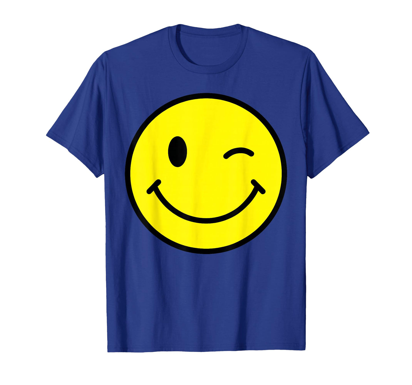70s Yellow Smile Face Winking Happy Wink Smiling Funny Retro T-Shirt