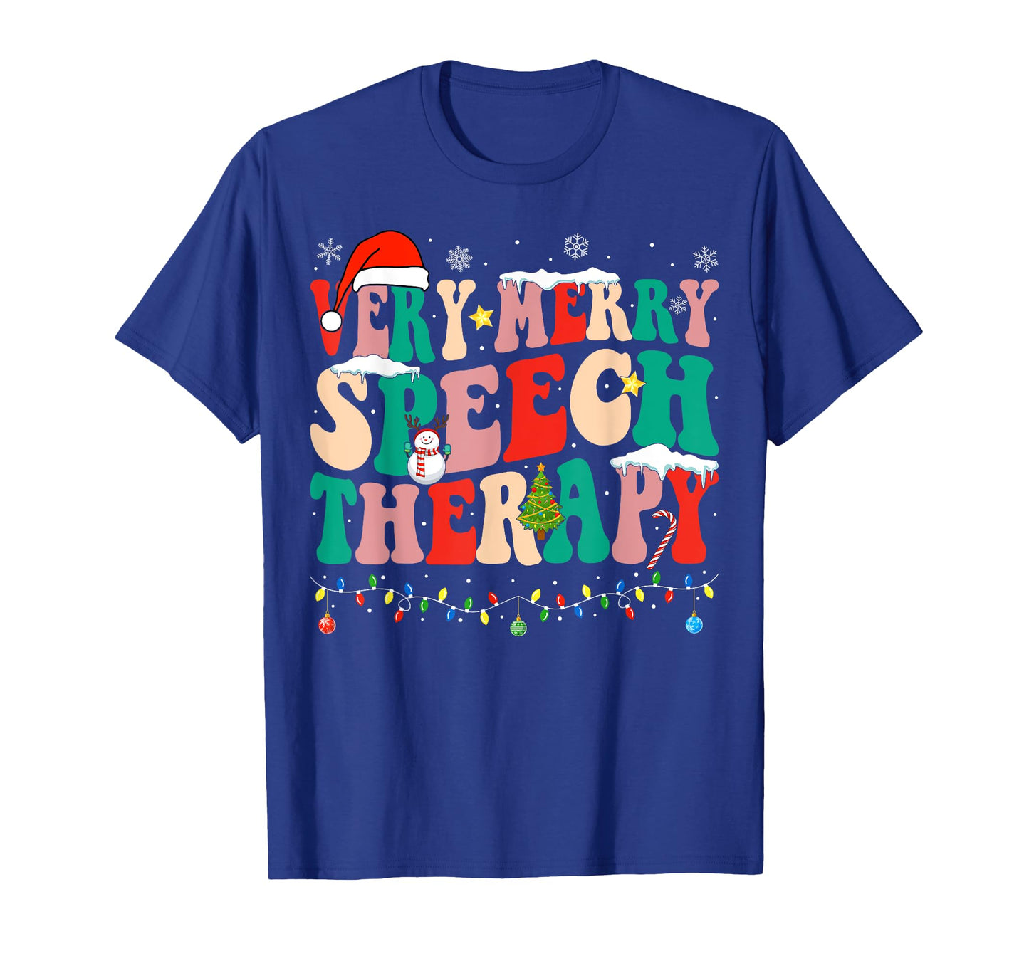 Very Merry Speech Therapy Christmas Speech Therapist SLP T-Shirt