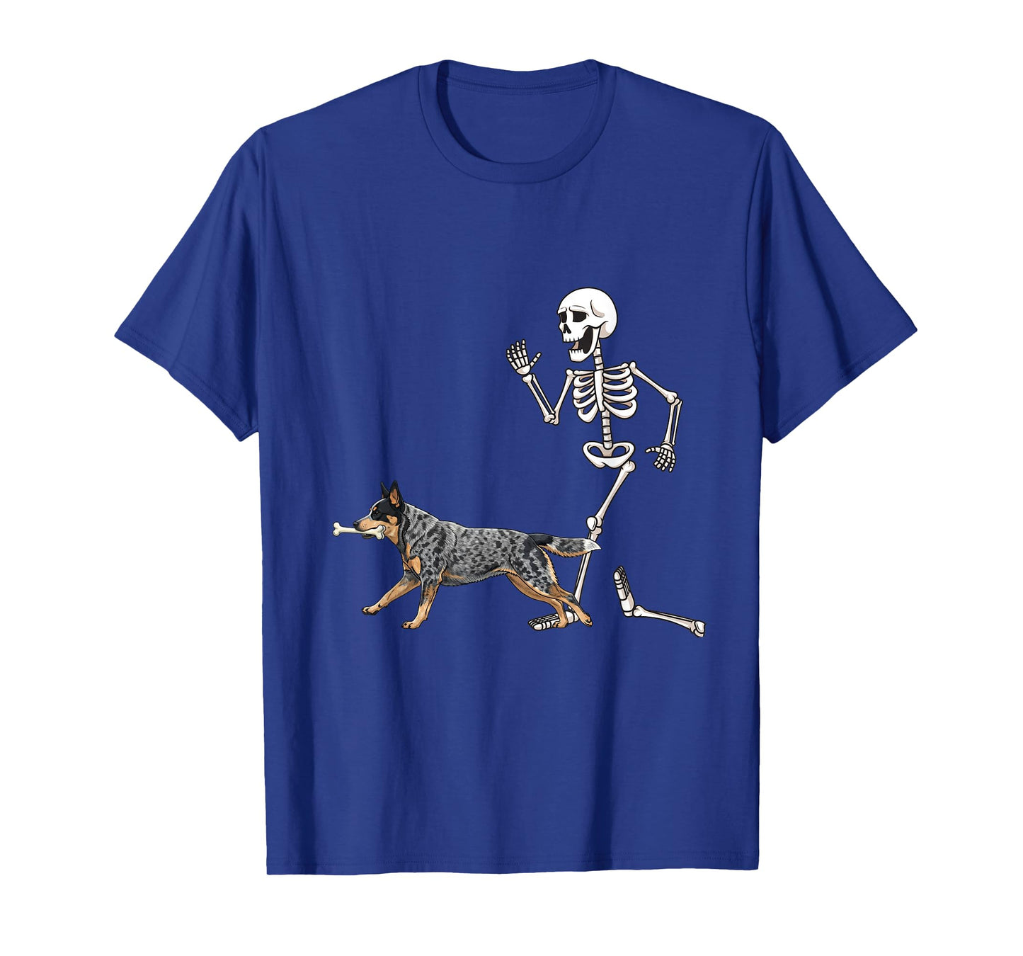 Funny Halloween Australian Cattle Dog and Skeleton T-Shirt
