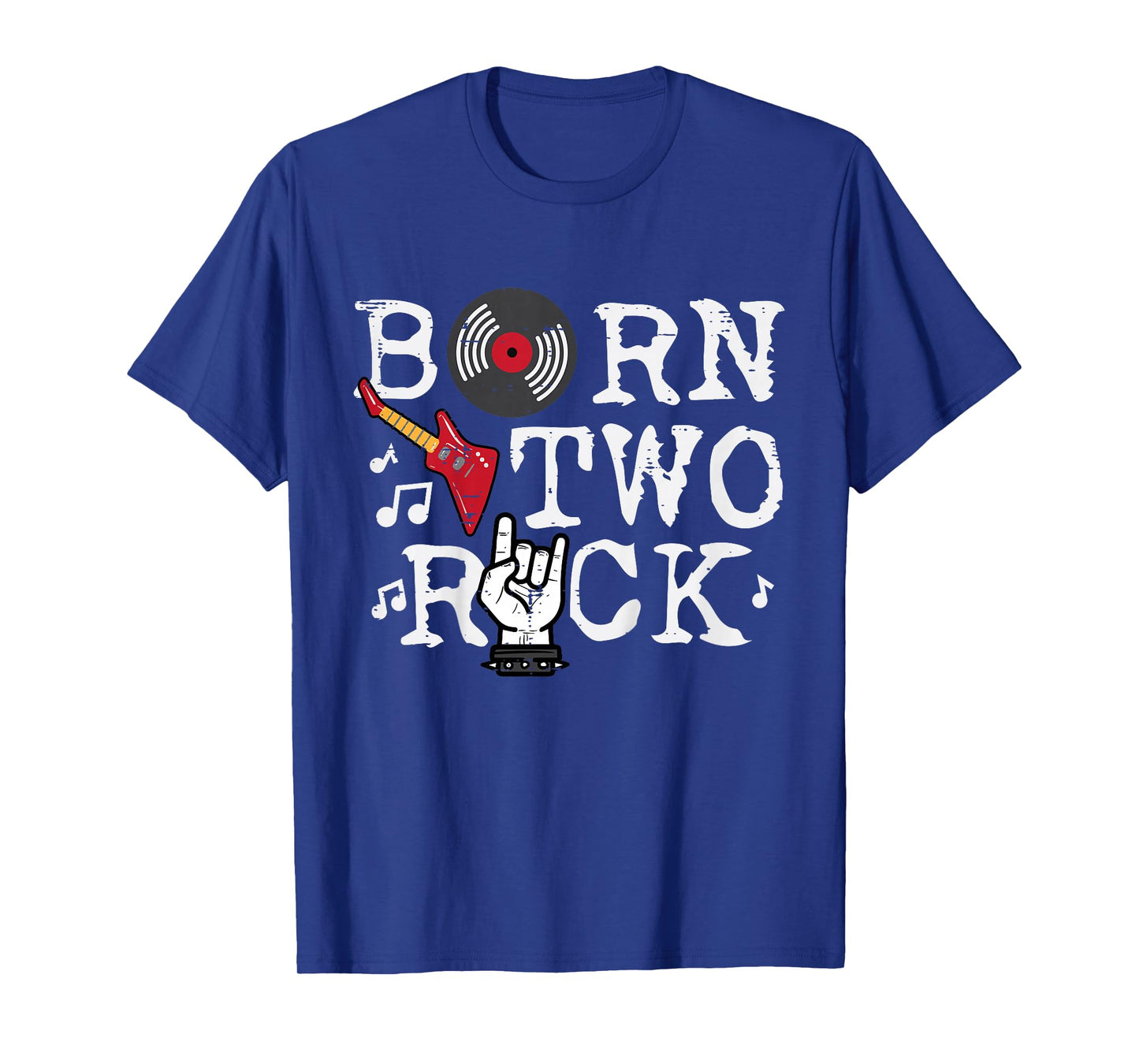 Kids 2nd Birthday Guitar Born Two 2 Rock Rocker Bday Boys Kids T-Shirt