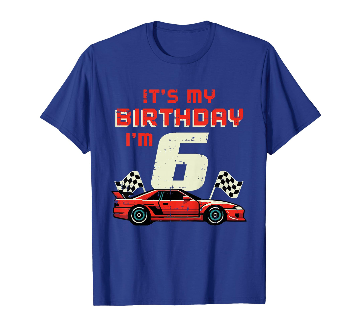 Kids Its My Birthday Im 6 Race Car 6th Bday Six Year Old Boys Kid T-Shirt