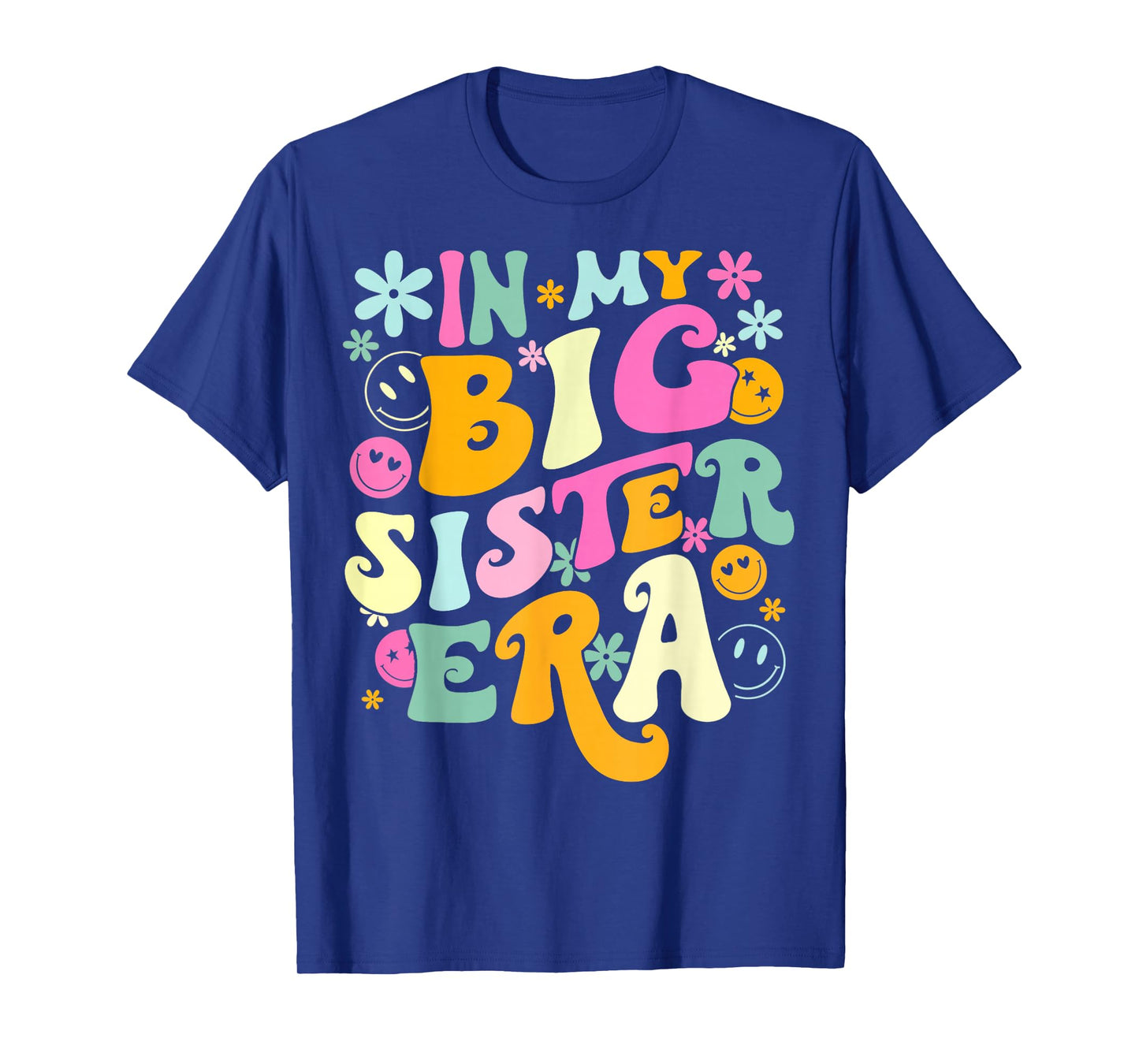 Groovy In My Big Sister Era Birthday Baby Reveal Est 2024 T-Shirt