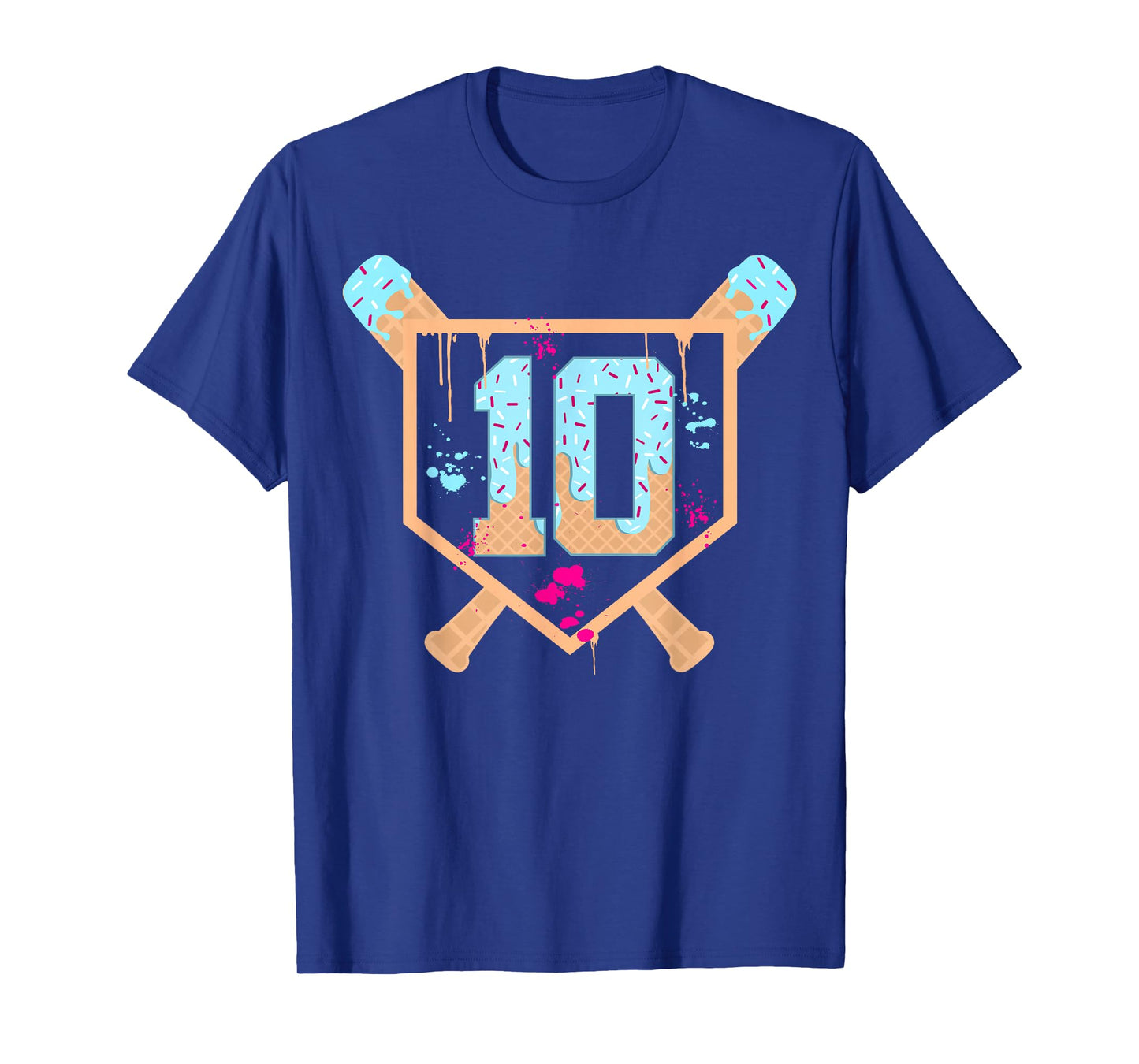 Baseball 10 Year Old Ice Cream Drip 10th Birthday Boy 10 T-Shirt