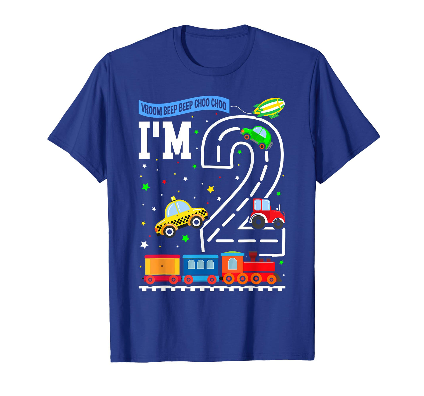 Transportation 2nd Birthday Airplane Cars Fire Truck Train T-Shirt