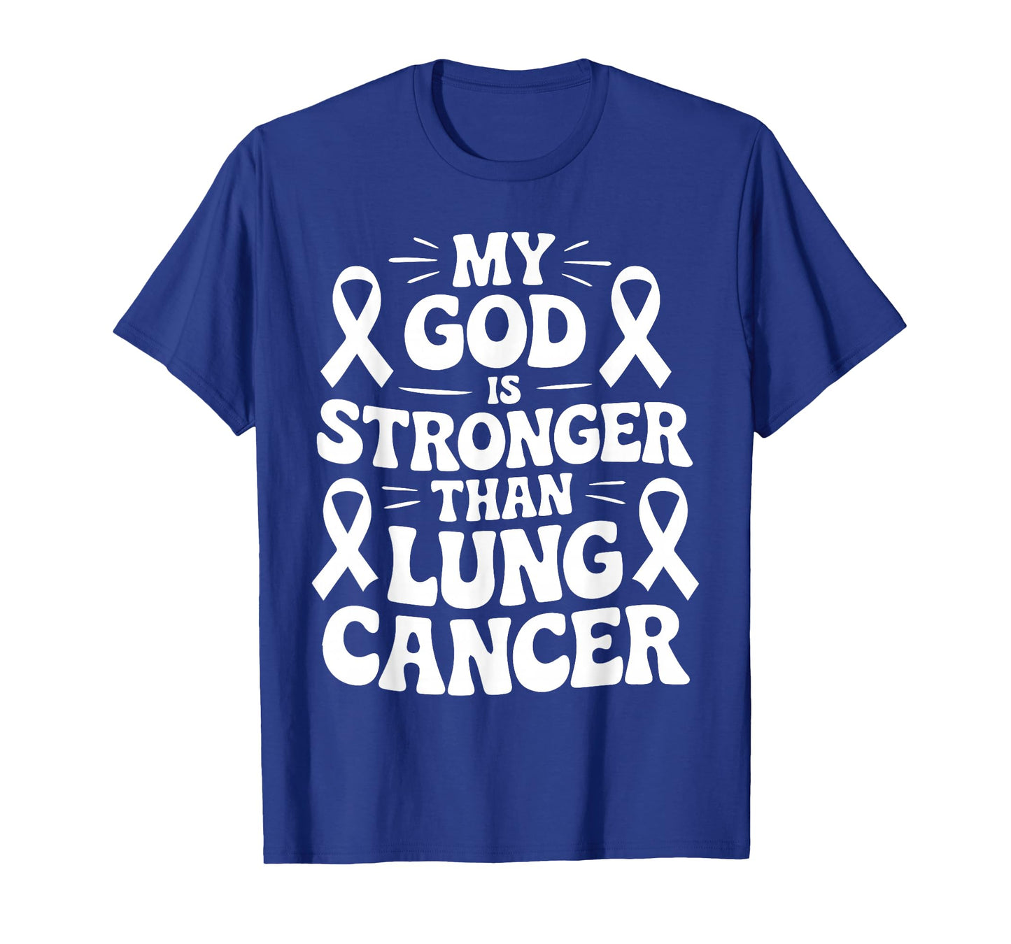 Lung Cancer Support God's Strength White Ribbon Awareness T-Shirt