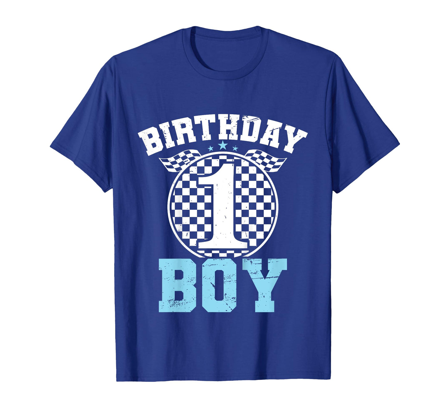 Kids 1st Birthday Boy 1 One Race Car 1st Birthday Racing Car Flag T-Shirt