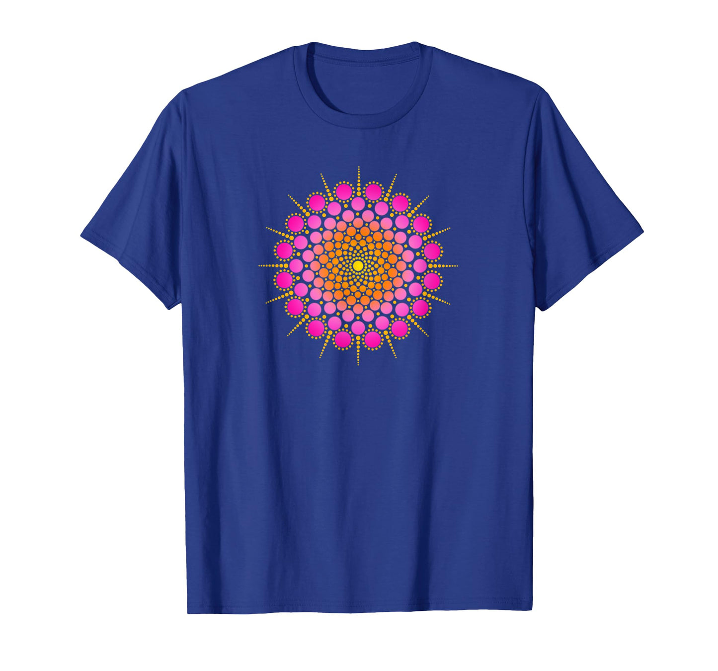 Zen Yoga Meditation Mehndi Dot Mandala Pink Orange Yellow T-Shirt