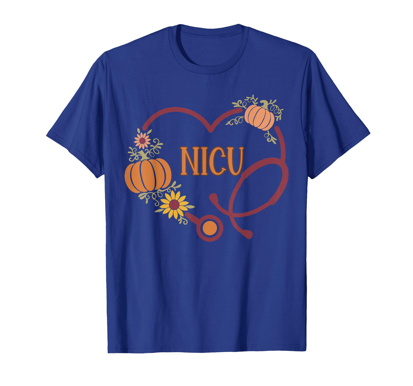 Retro NICU Nurse Stethoscope Heart Pumpkin Fall Thanksgiving T-Shirt