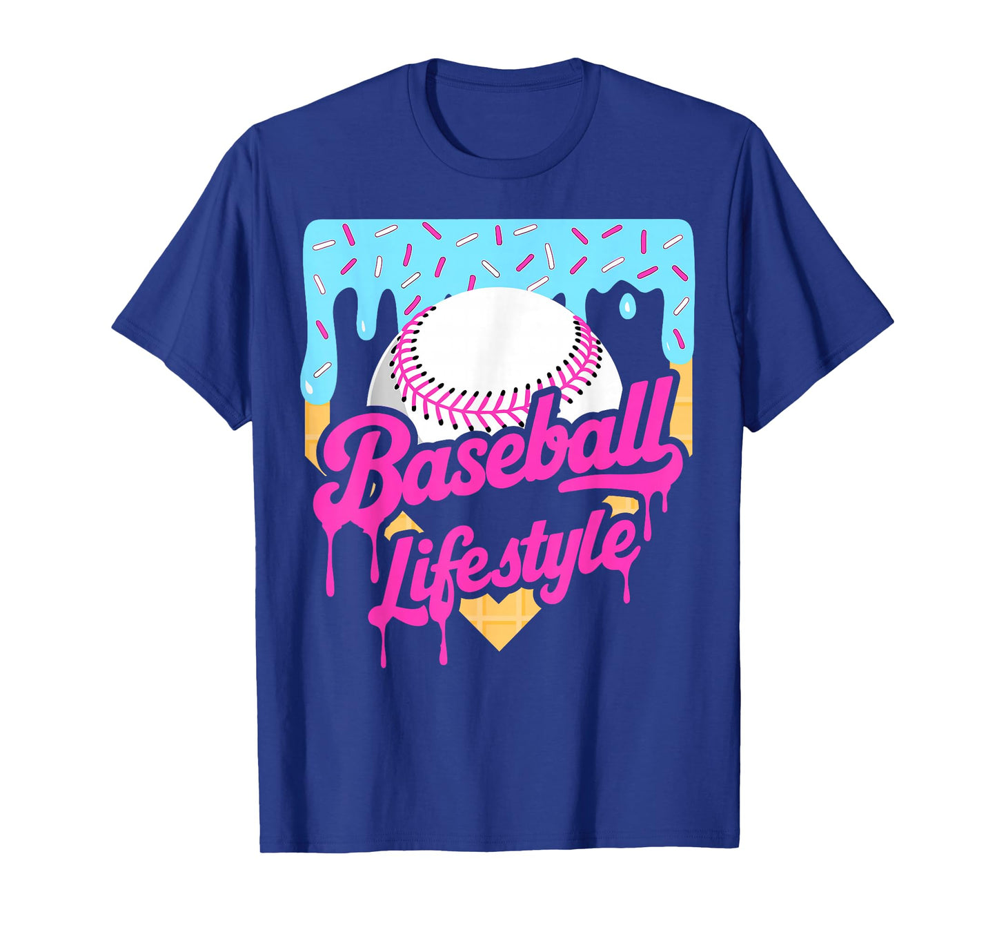 Baseball Life Lifestyle Home Plate Ice Cream Drip Men Boys T-Shirt
