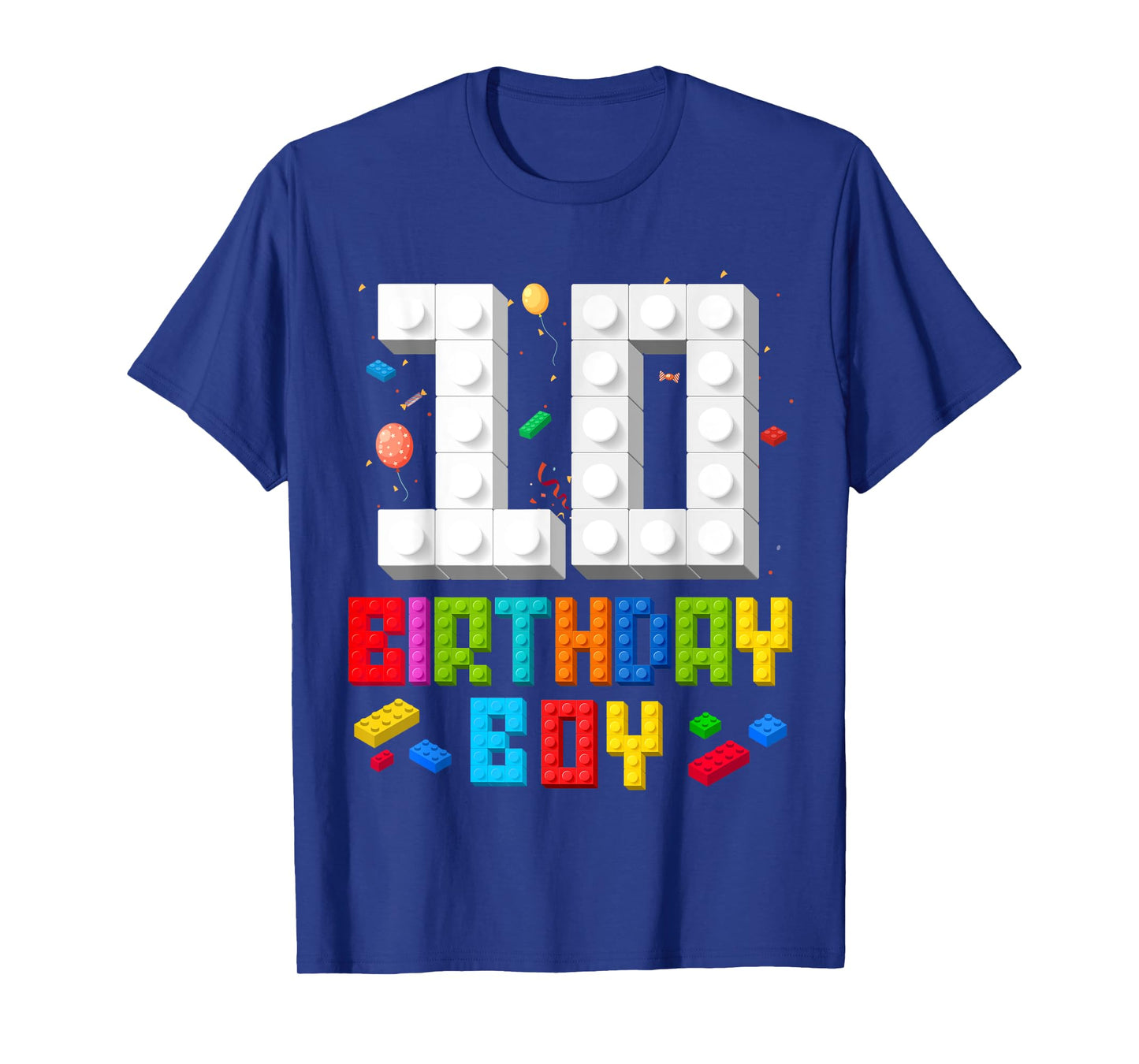 10th Birthday Boy Master Builder 10 Years Old Building Block T-Shirt
