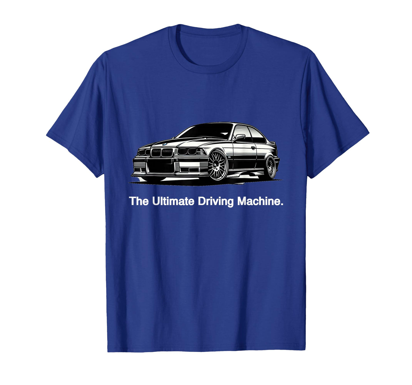 Russ Designs Ultimate Driving Machine Vintage Euro E36 T-Shirt - Black, Small, Unisex-Adult, Short Sleeve, Car Print, Polyester 100%