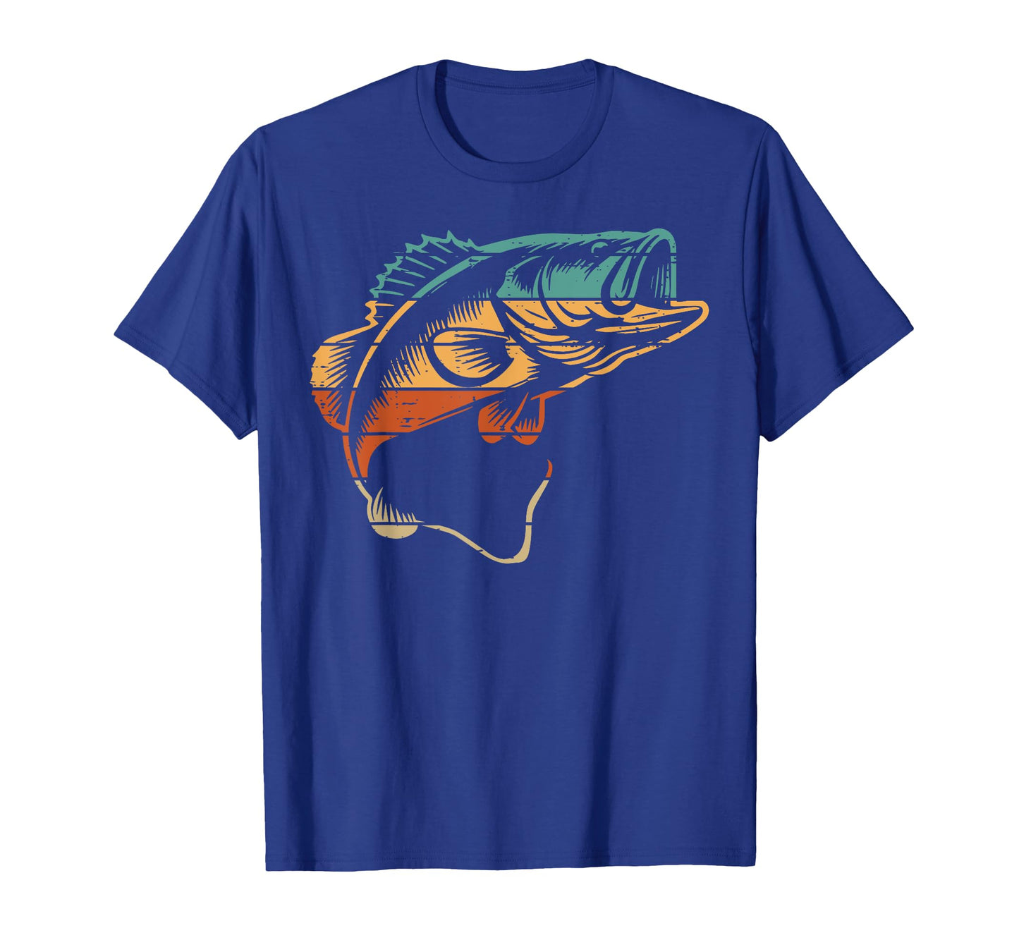 Fishing Bass Fish Retro Colors Fisherman Art Men Women Kids T-Shirt