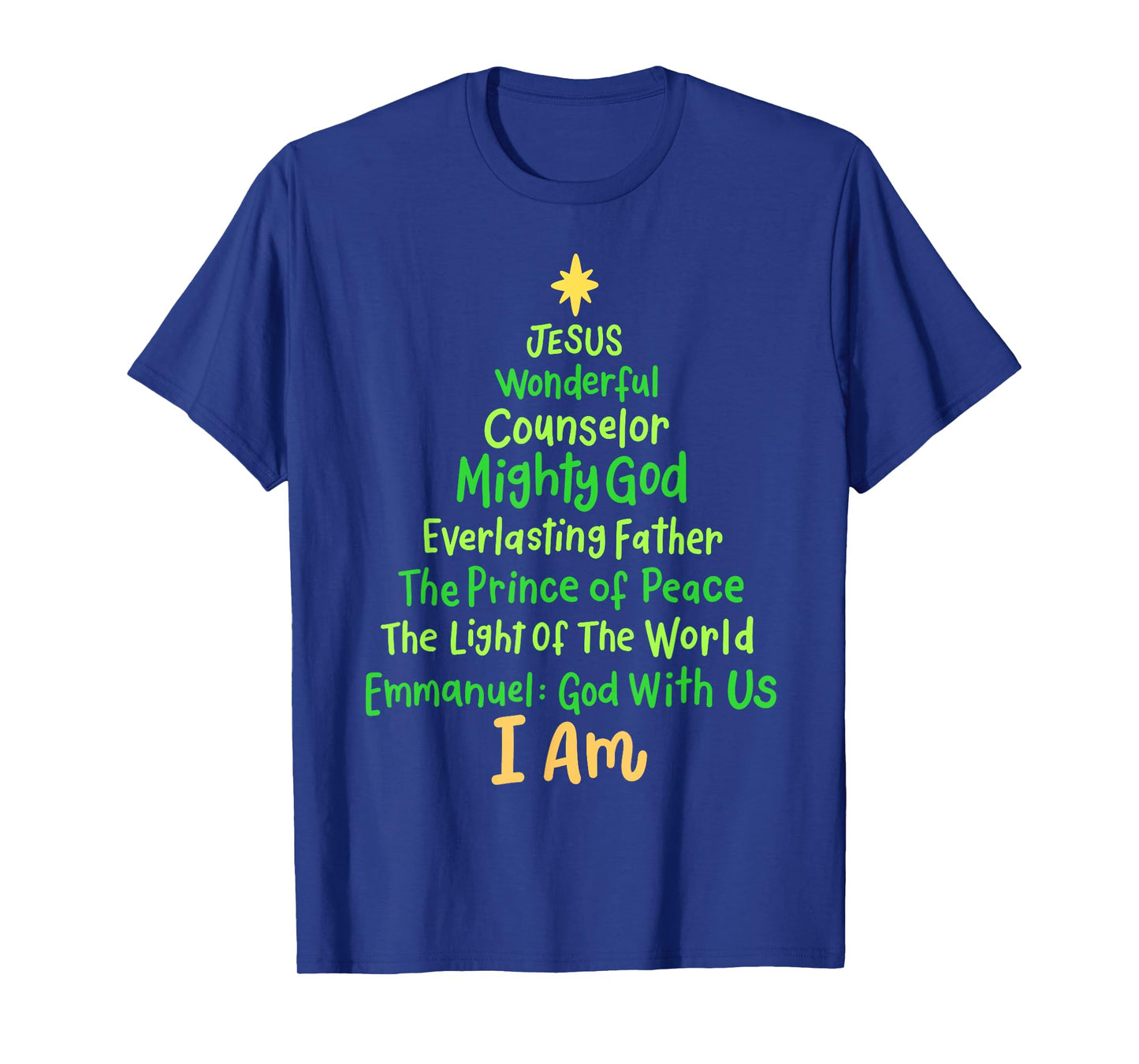 Christian Christmas Jesus Bible Names Xmas Tree Shaped T-Shirt