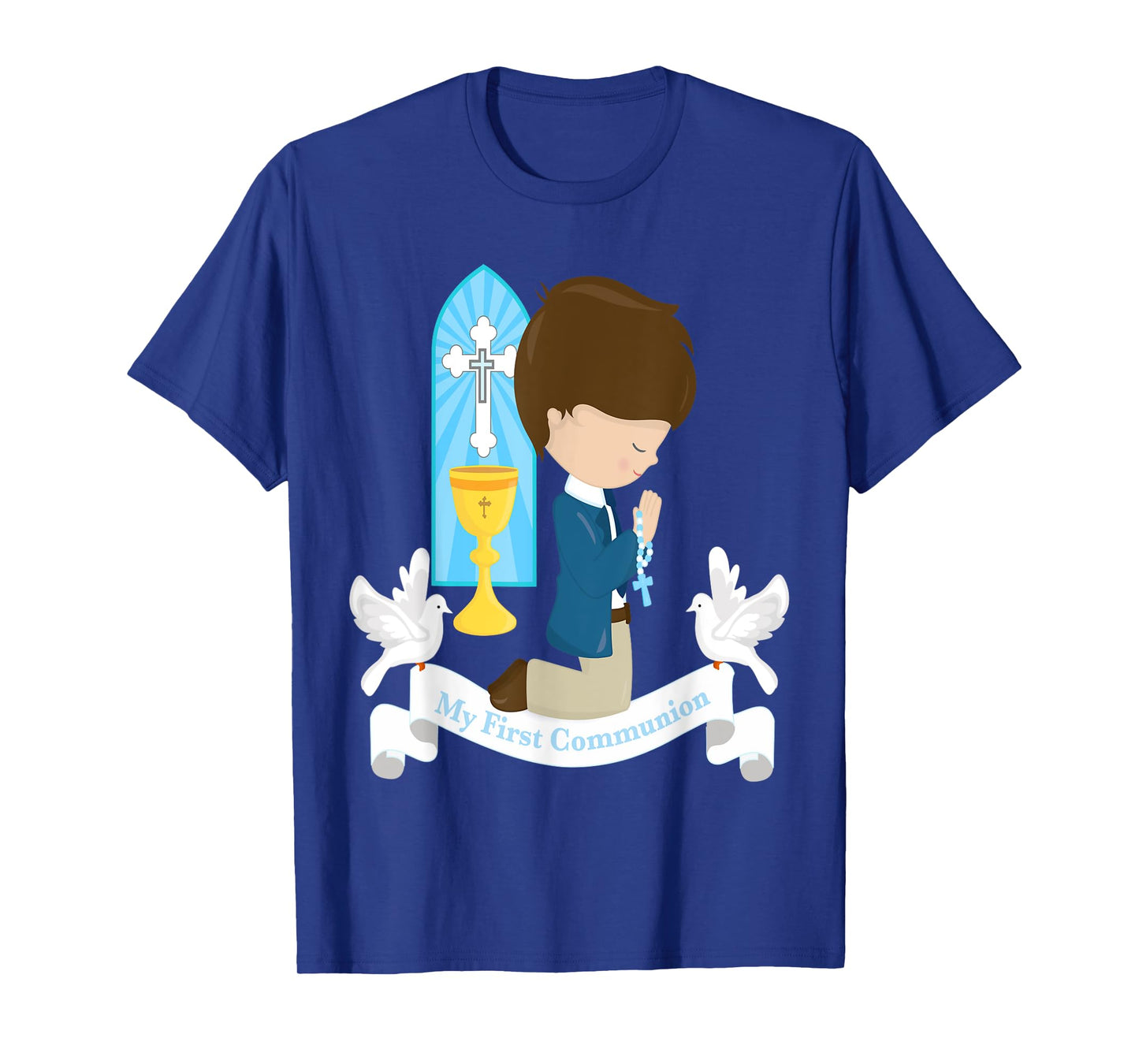 My First Communion Shirt Kids Children Son Boy Brunette T-Shirt