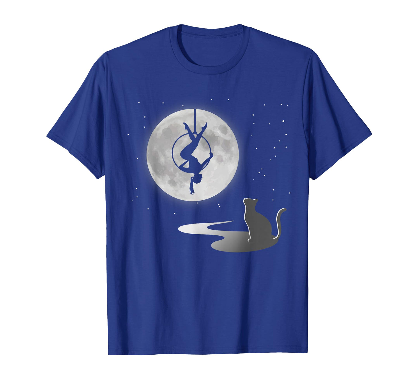 Fly Aerial Yoga Hoop Lyra, Stars Moon Cat Lover, Novelty T-Shirt