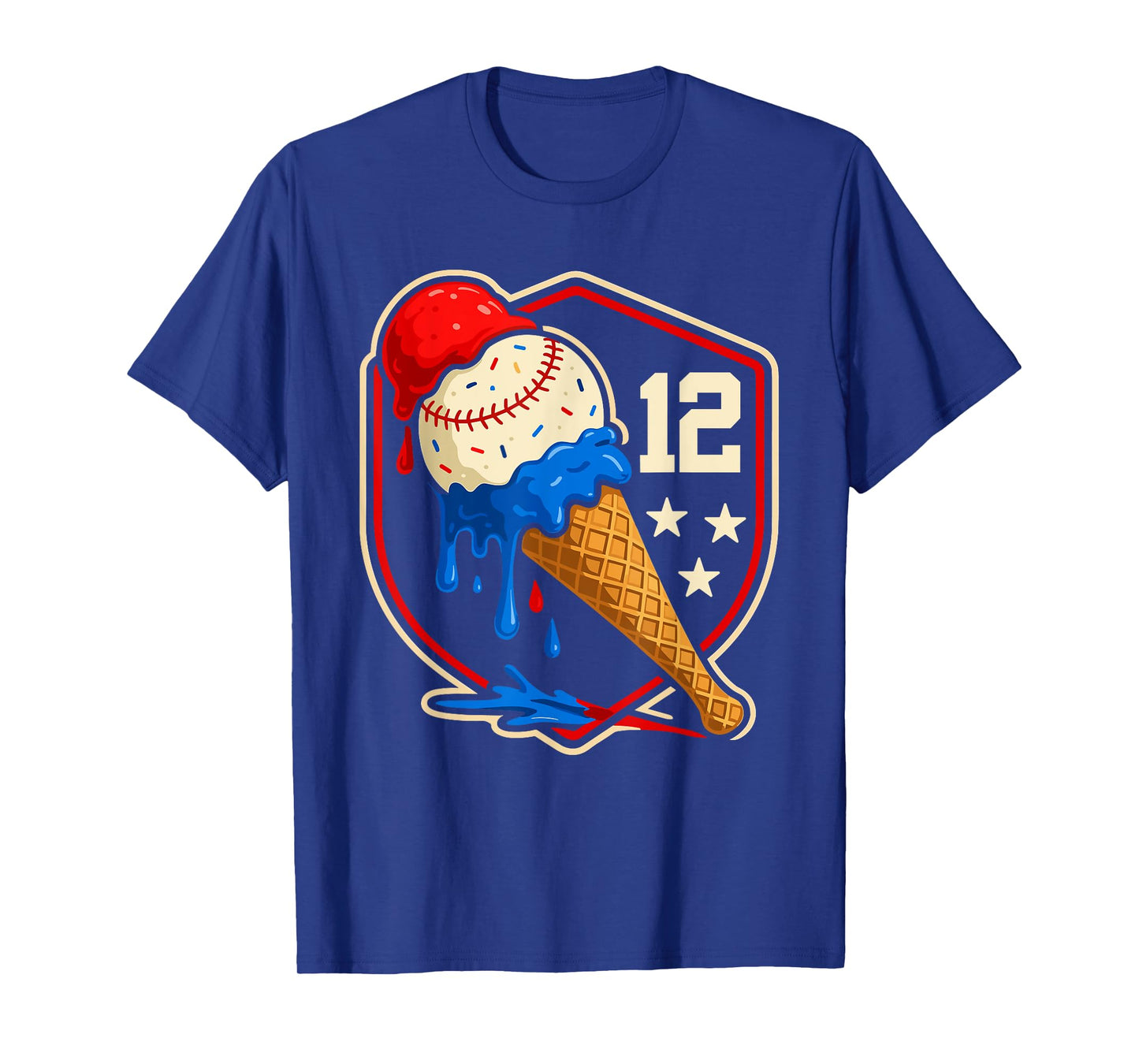 Baseball Drip 12 Year Old Ice Cream Drip 12th Birthday Boy T-Shirt