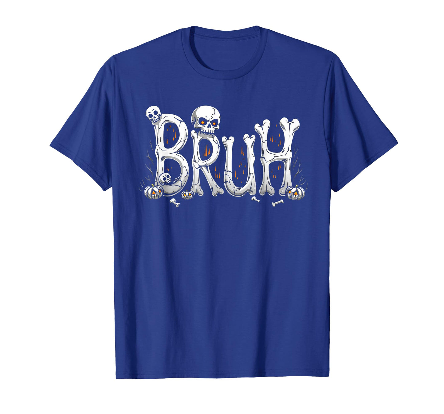 Bruh halloween skull bone skeleton kids boys girls men women T-Shirt