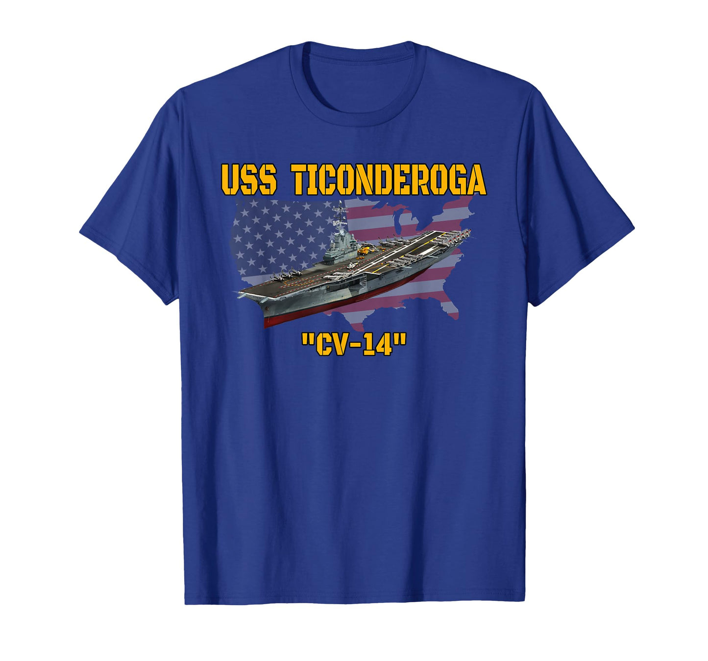 Aircraft Carrier USS Ticonderoga CV-14 Veterans Day Fathers T-Shirt