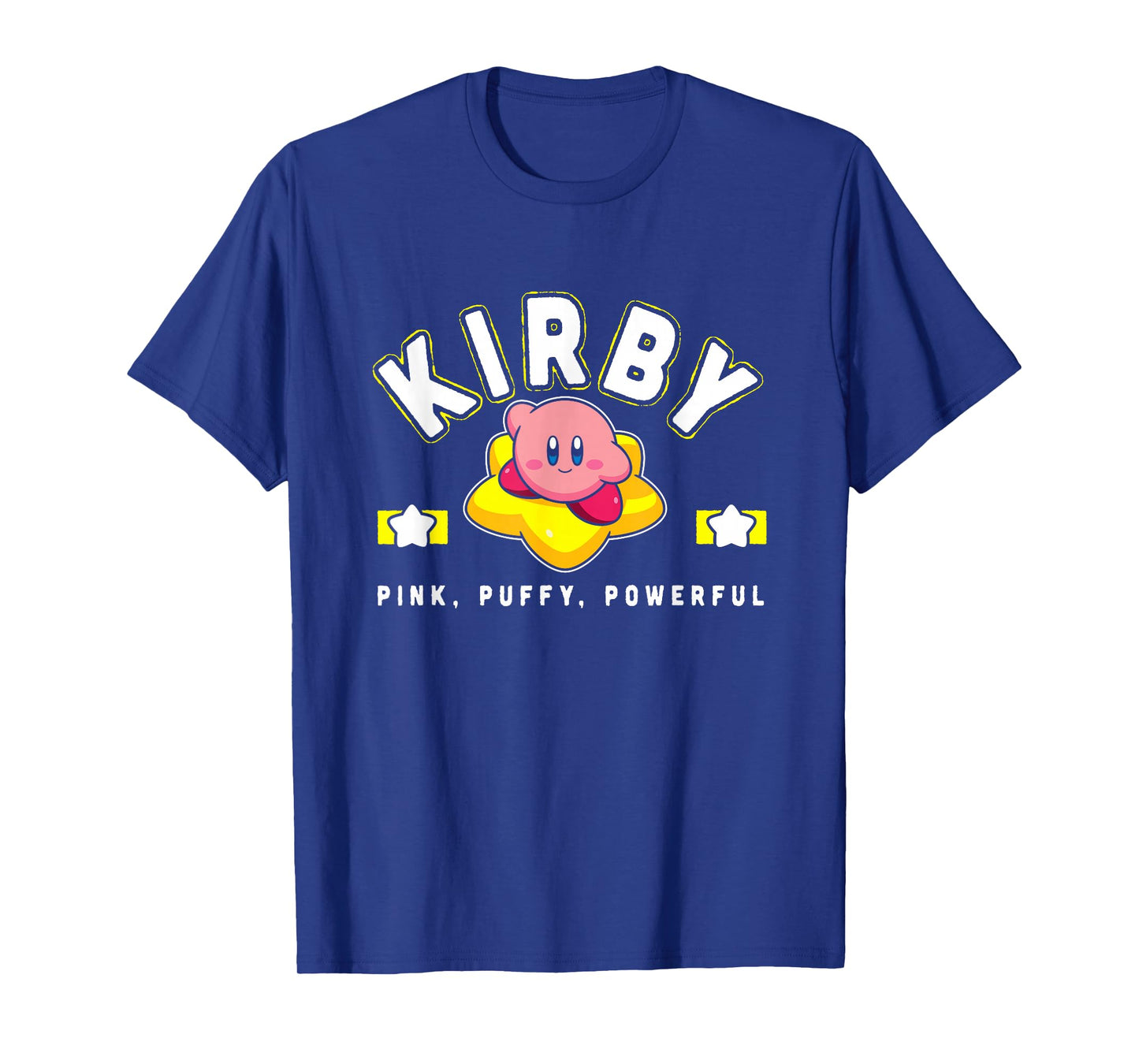 Kirby Pink Puffy Powerful Star Frame Varsity T-Shirt