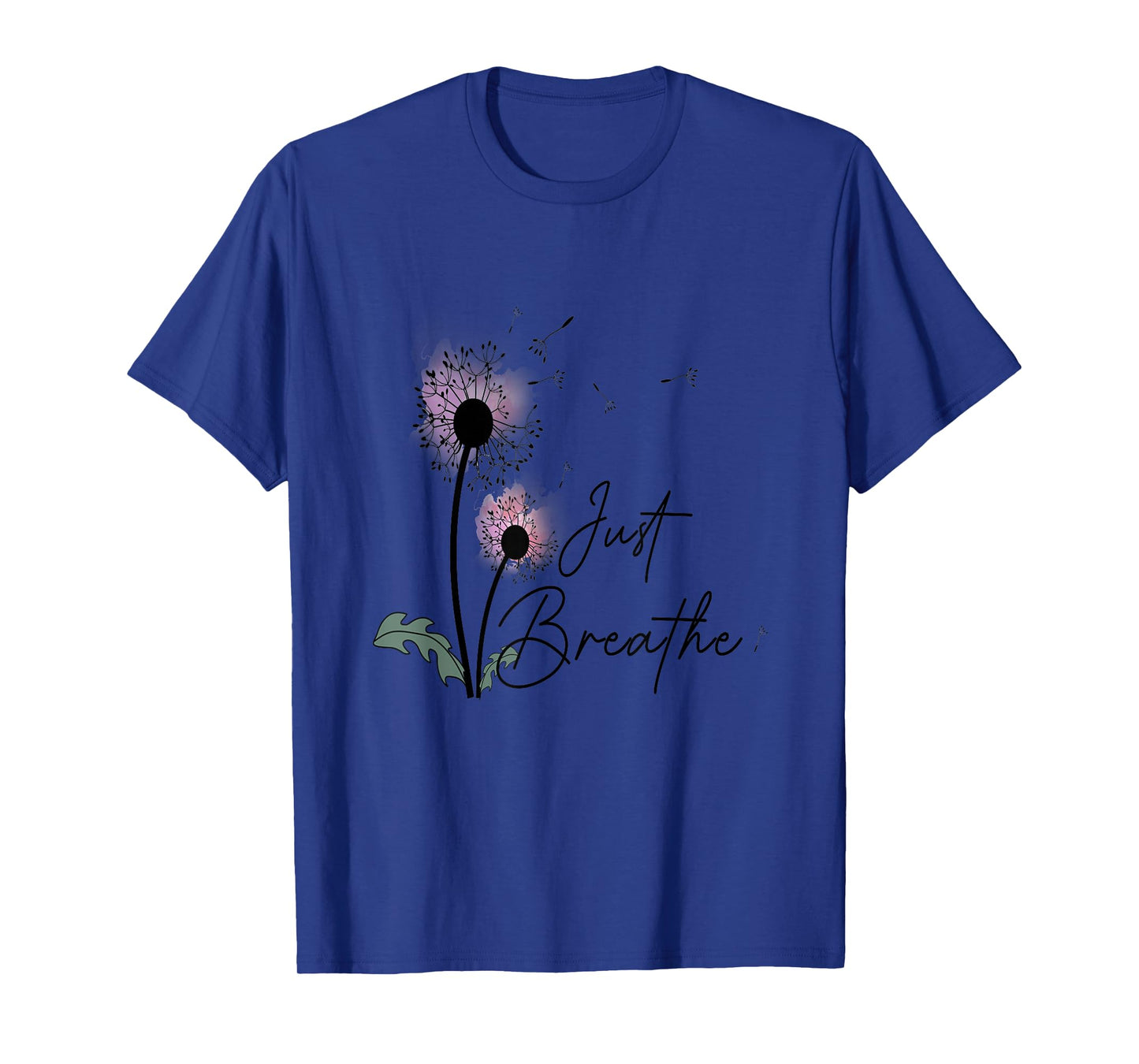 Dandelion Graphic Just Breathe Letter Print Inspirational T-Shirt