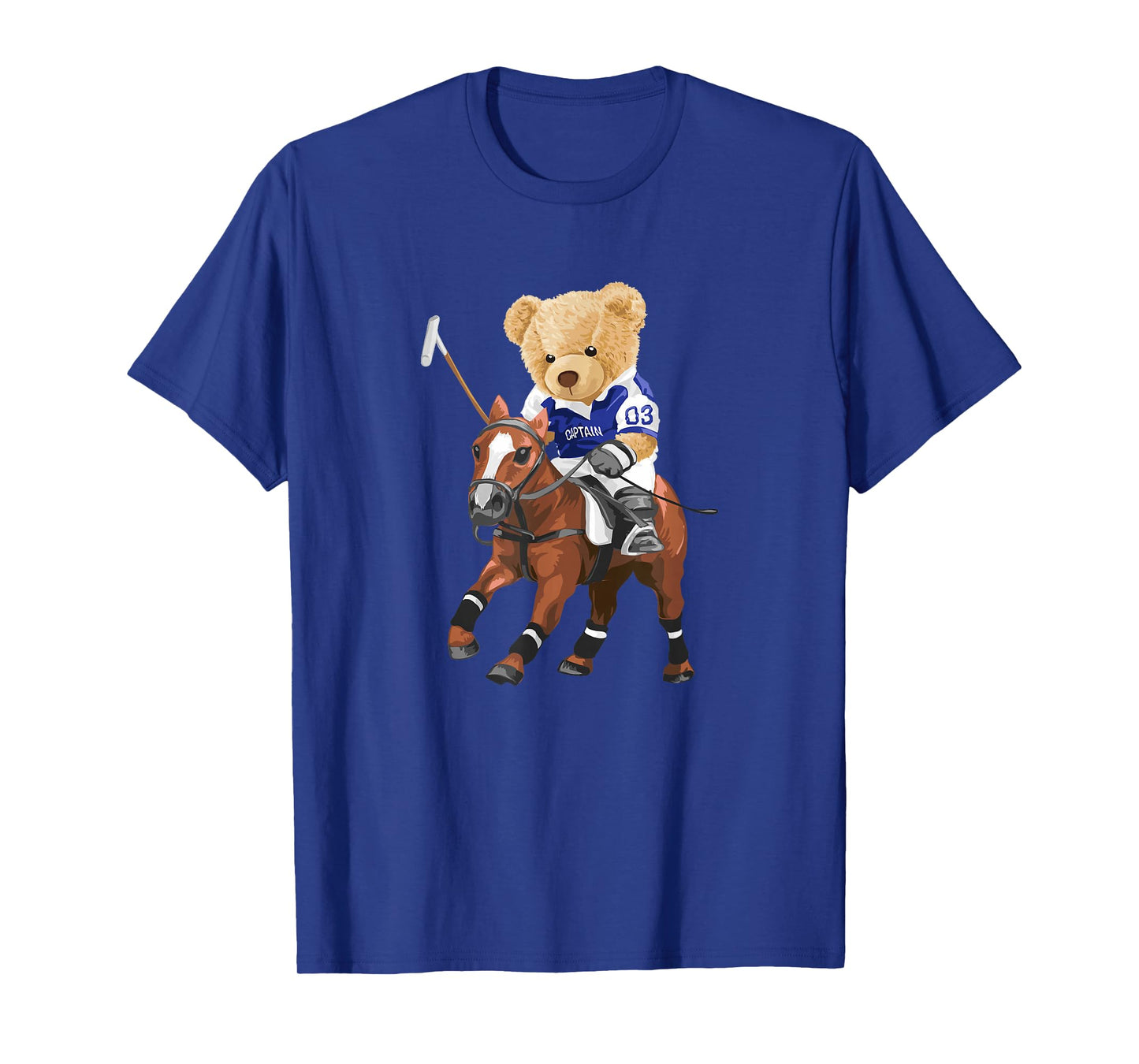 Cool Teddy Bear Playing Horse Polo Game Illustration Graphic T-Shirt