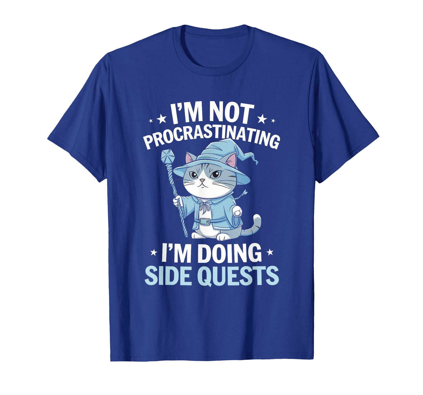 Gamer Cats Side Quest Procrastinating Nerdy Tabletop Fun Men T-Shirt