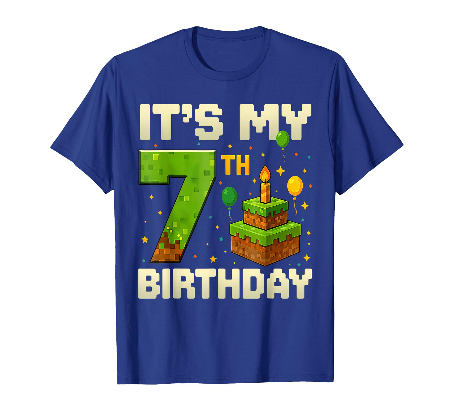 Birthday Boy 7 Years It's My 7th Birthday Game Video Pixel T-Shirt