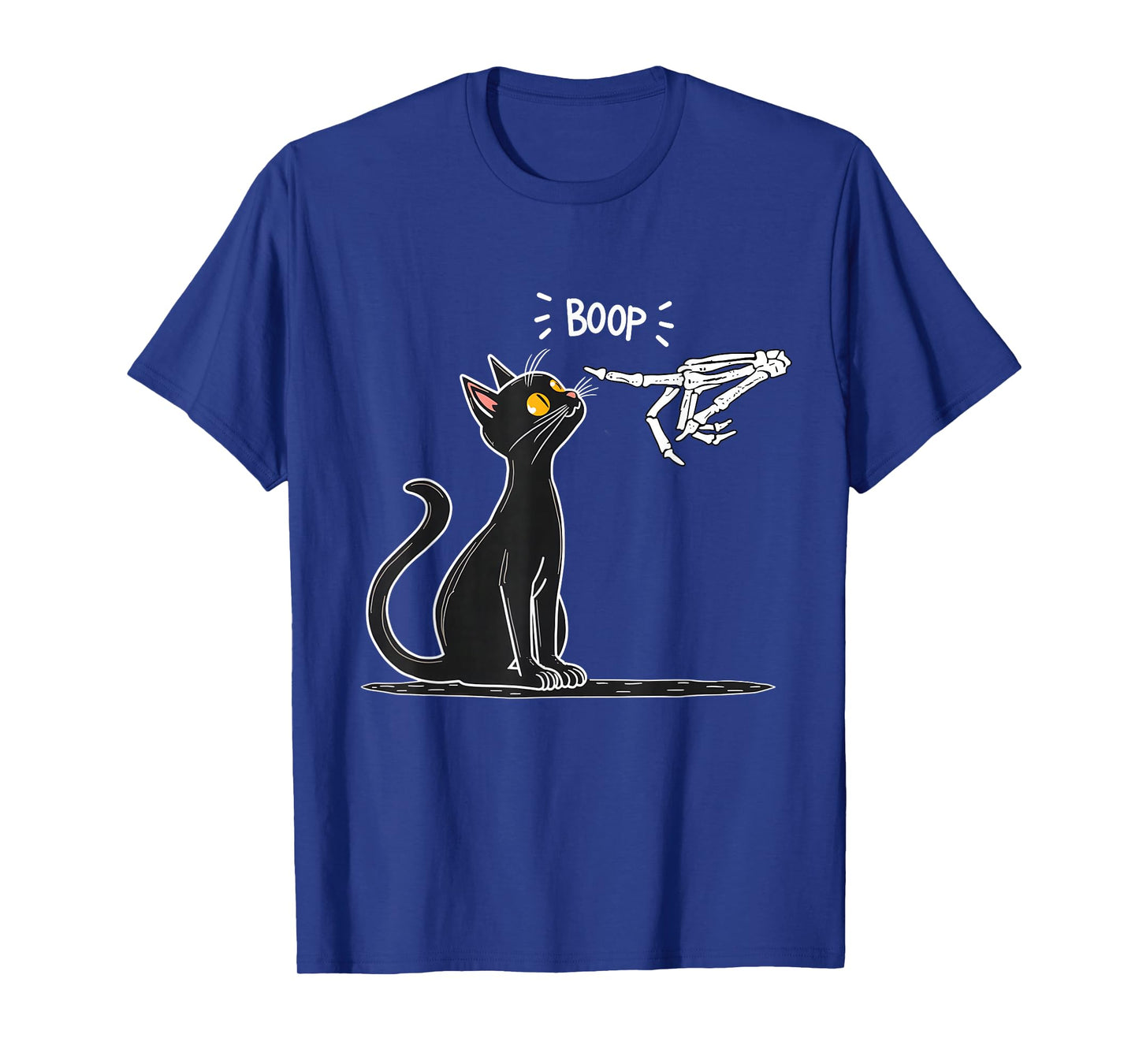 Black Cat Skeleton Hand Boop Halloween T-Shirt